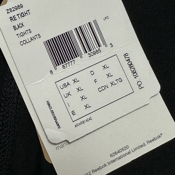 Reebok Sport XL Playdry Black RE Tight Workout Skinny Fit Mesh Panel Zipper Hem - Picture 9 of 13